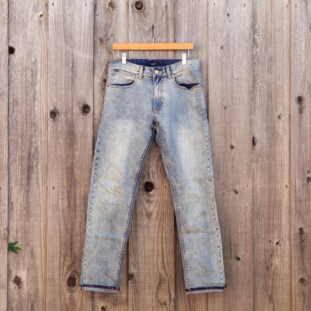 RVCA Men’s Slim Jeans Light Wash Blue